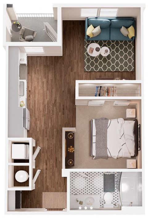 The Crown of Queen City Apartments in Charlotte, North Carolina S1B Floor Plan